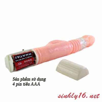 Dương vật giả rung xoay thụt ngoáy sử dụng 4 pin AAA